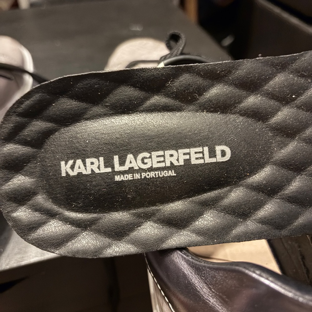 Karl Lagerfeld grey suede leather sneakers / shoes - Picture 3 of 12